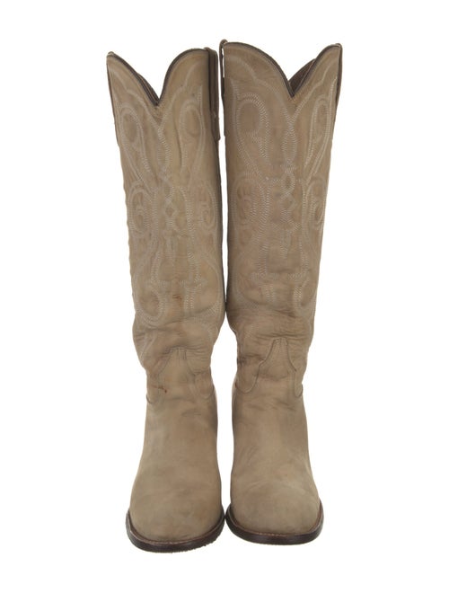 Lucchese Leather Embroidered Accent Western Boots