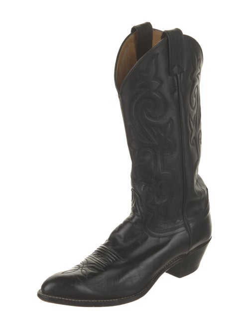 Lucchese Leather Embroidered Accent Western Boots