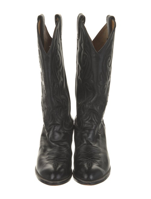 Lucchese Leather Embroidered Accent Western Boots