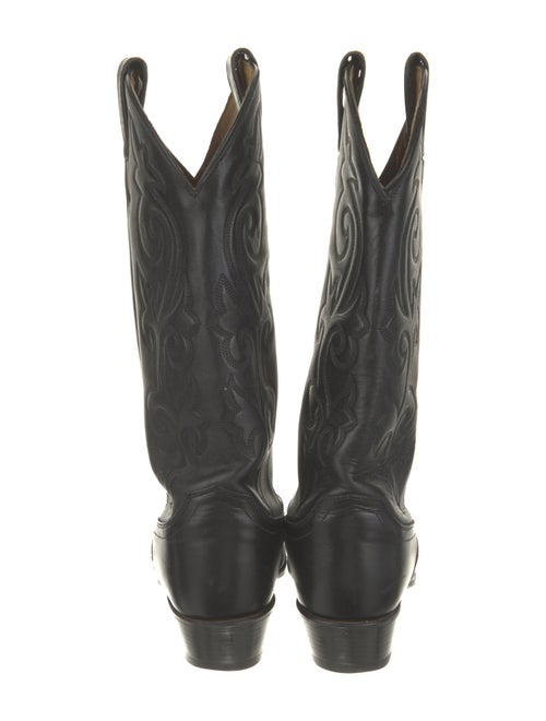 Lucchese Leather Embroidered Accent Western Boots