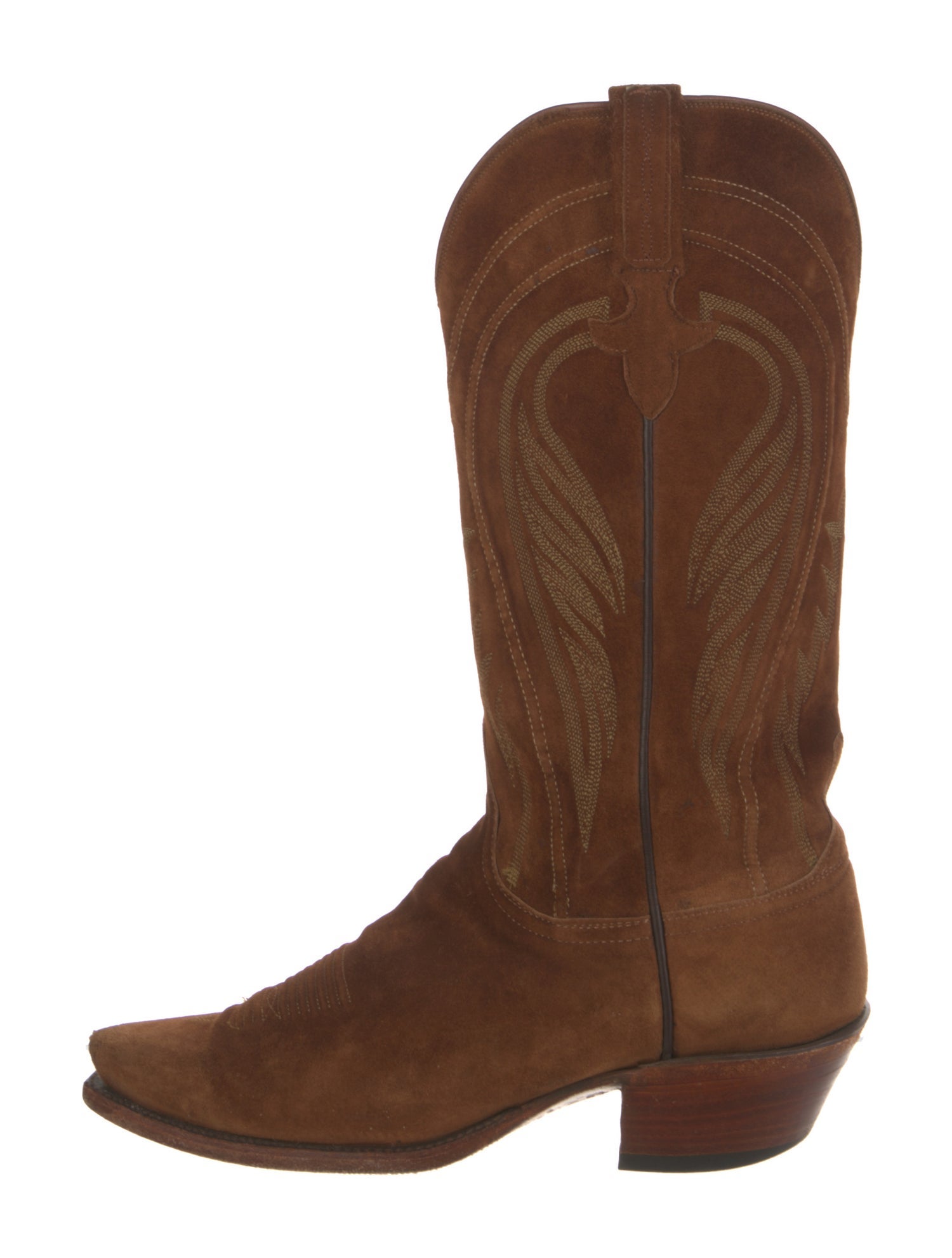 Lucchese Suede Embroidered Accent Western Boots