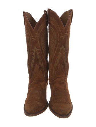 Lucchese Suede Embroidered Accent Western Boots