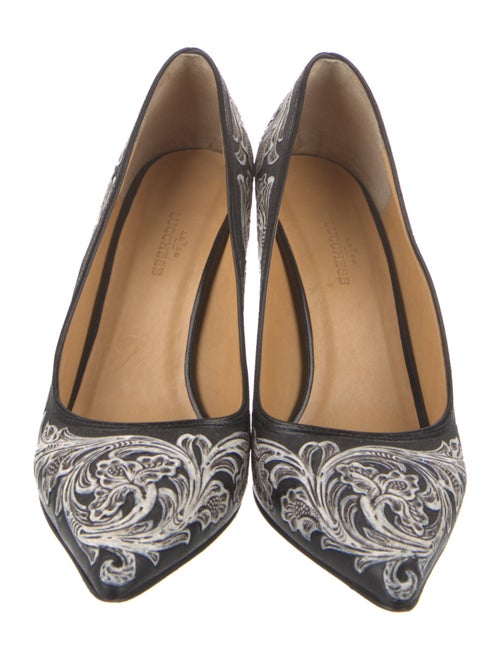 Lucchese Leather Floral Print Pumps