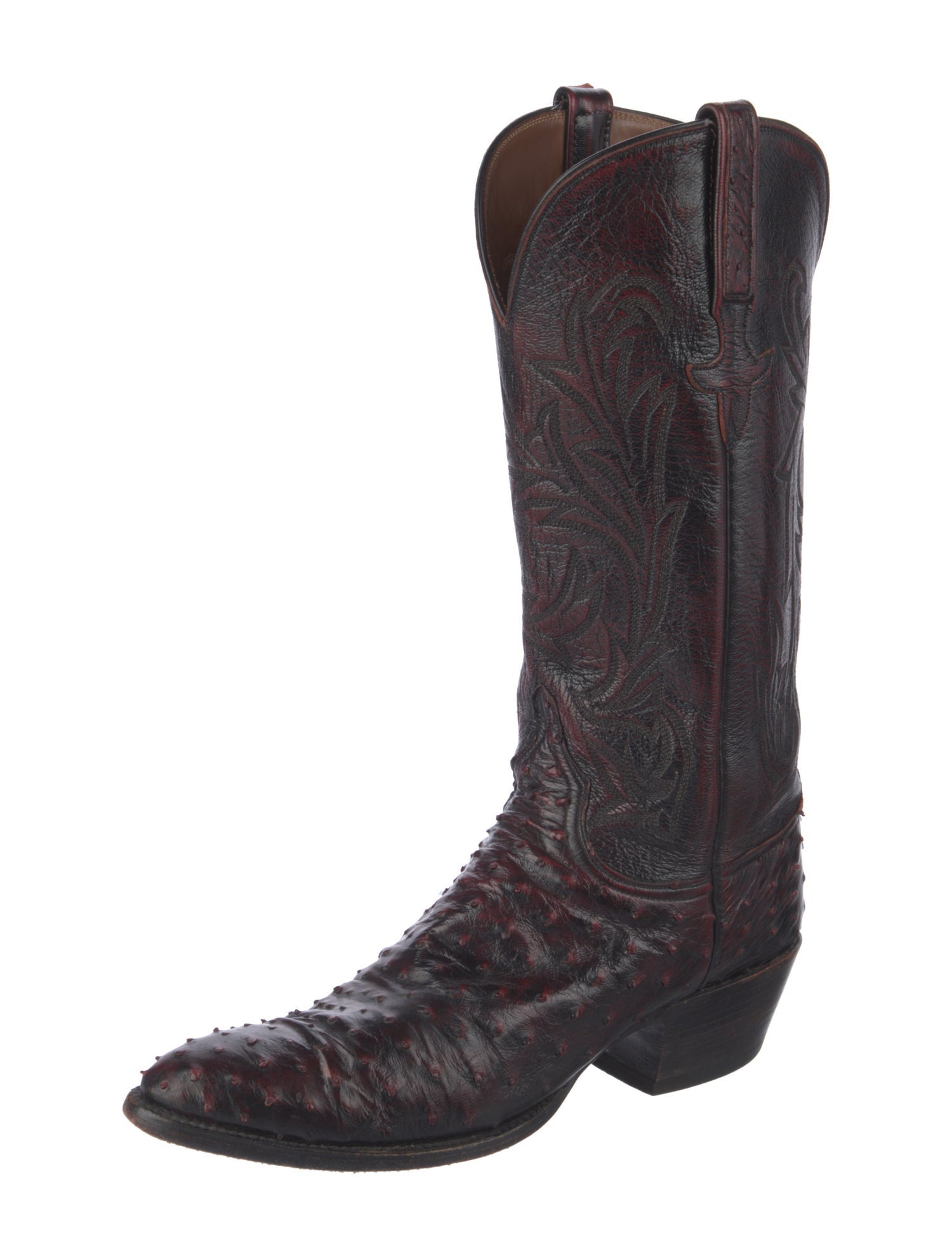 Lucchese Ostrich Patterned Western Boots