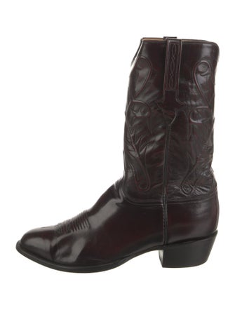 Lucchese Leather Embroidered Accent Boots