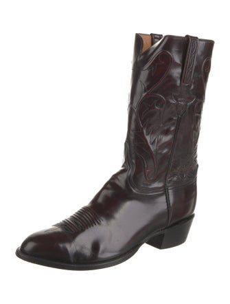 Lucchese Leather Embroidered Accent Boots