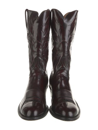 Lucchese Leather Embroidered Accent Boots