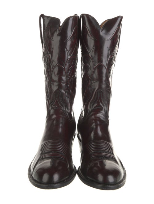 Lucchese Leather Embroidered Accent Boots