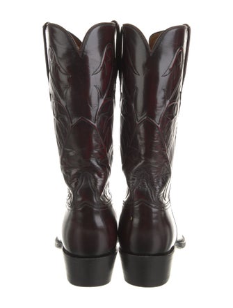 Lucchese Leather Embroidered Accent Boots