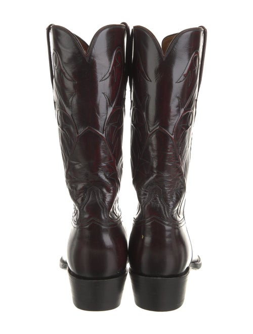 Lucchese Leather Embroidered Accent Boots