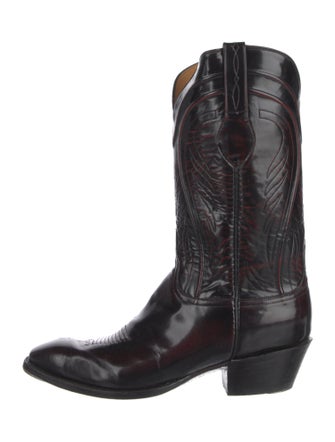 Lucchese Leather Embroidered Accent Western Boots