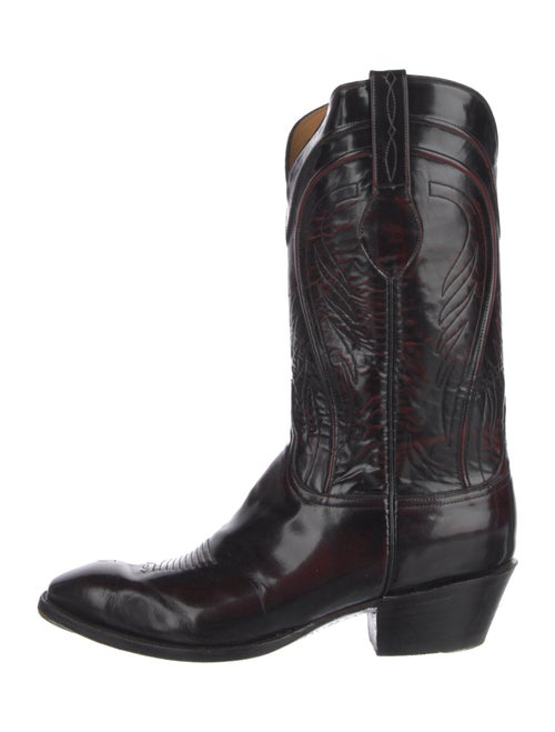 Lucchese Leather Embroidered Accent Western Boots