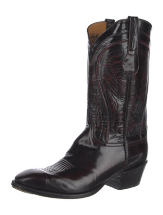 Lucchese Leather Embroidered Accent Western Boots