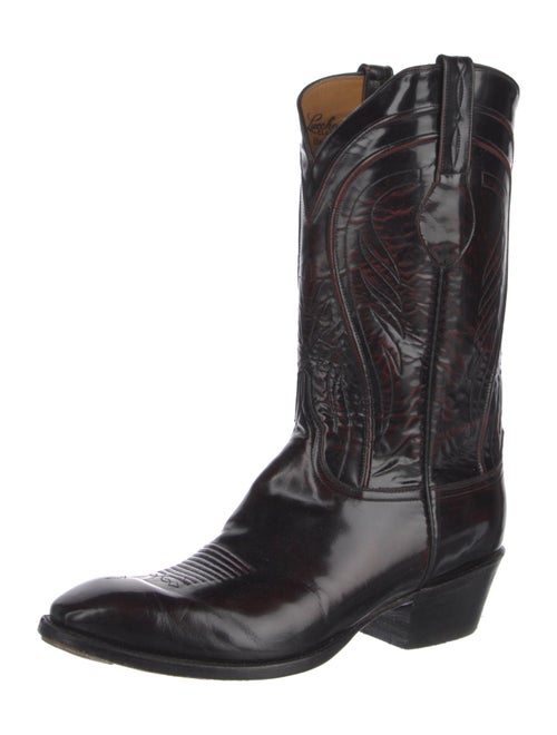 Lucchese Leather Embroidered Accent Western Boots