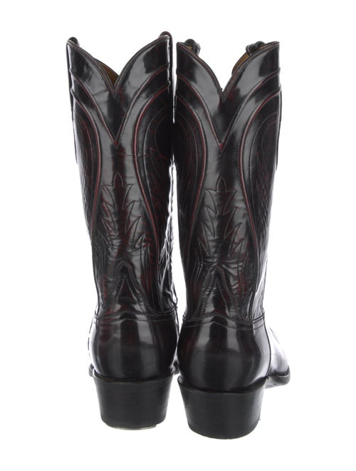 Lucchese Leather Embroidered Accent Western Boots