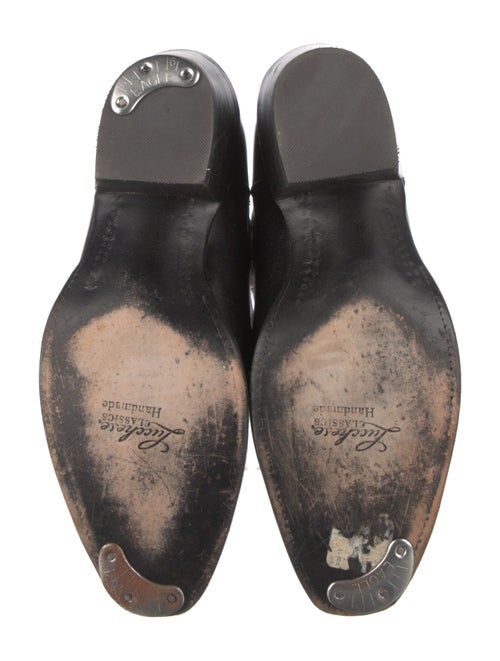 Lucchese Leather Embroidered Accent Western Boots