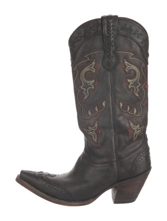 Lucchese Leather Embroidered Accent Western Boots