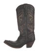 Lucchese Leather Embroidered Accent Western Boots