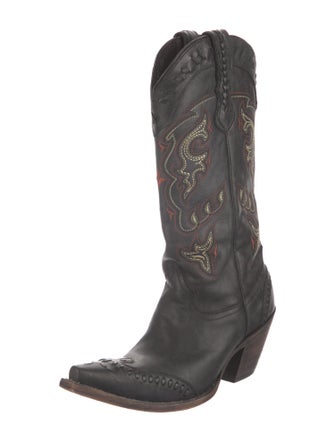 Lucchese Leather Embroidered Accent Western Boots