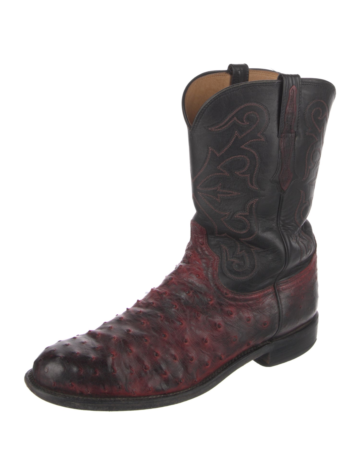 Lucchese Ostrich Printed Western Boots