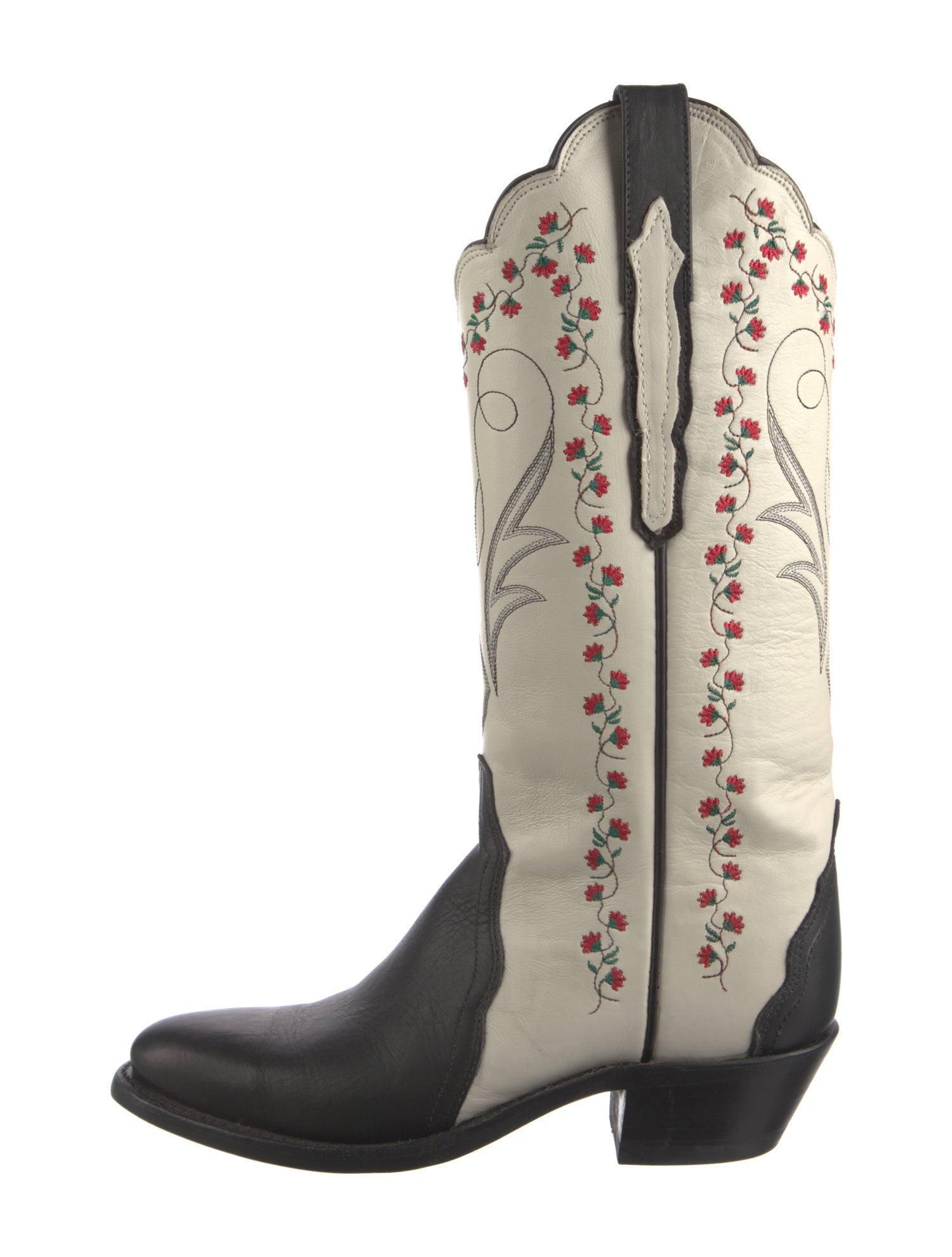 Lucchese Leather Floral Print Western Boots