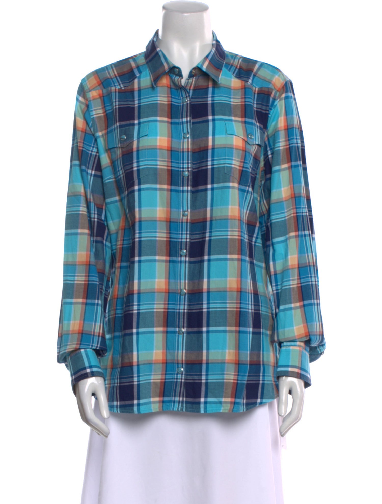 Lucchese Plaid Print Long Sleeve Button-Up Top