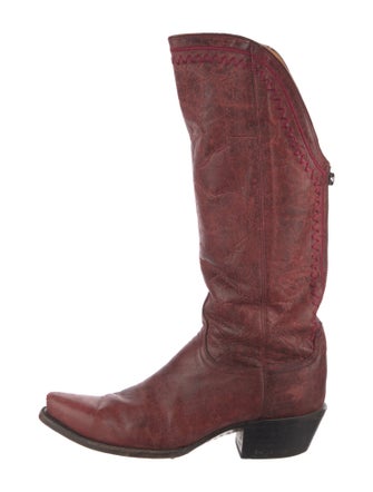 Lucchese Leather Colorblock Pattern Western Boots