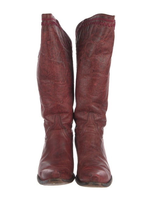 Lucchese Leather Colorblock Pattern Western Boots