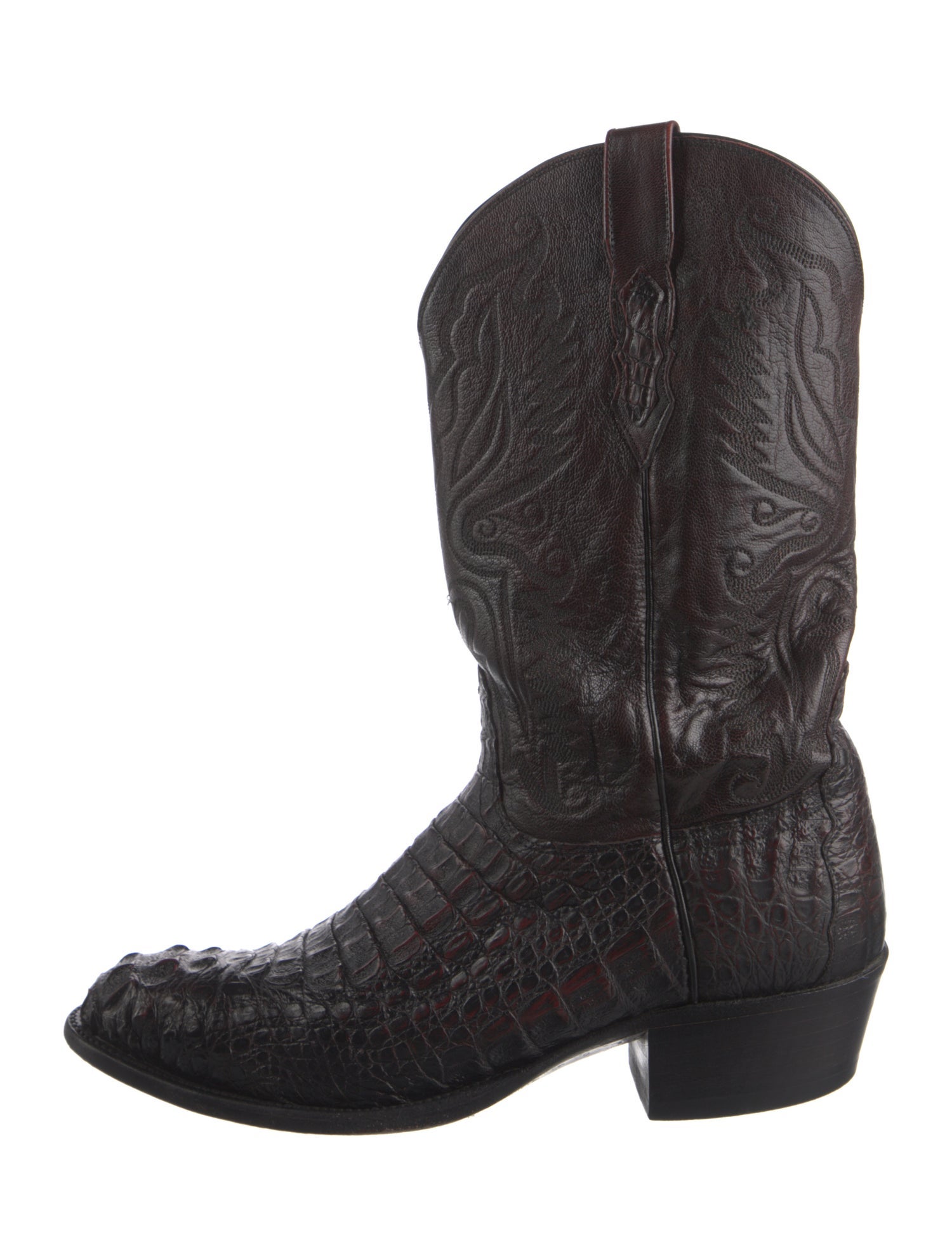 Lucchese Crocodile Embroidered Accent Western Boots