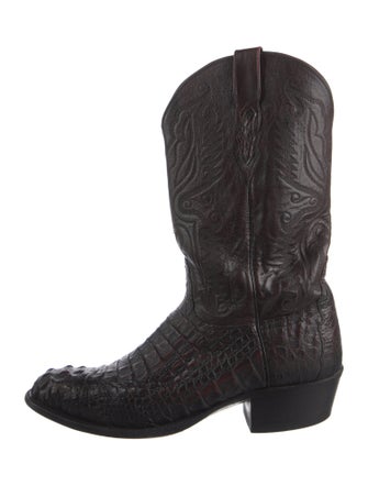 Lucchese Crocodile Embroidered Accent Western Boots