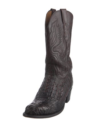 Lucchese Crocodile Embroidered Accent Western Boots