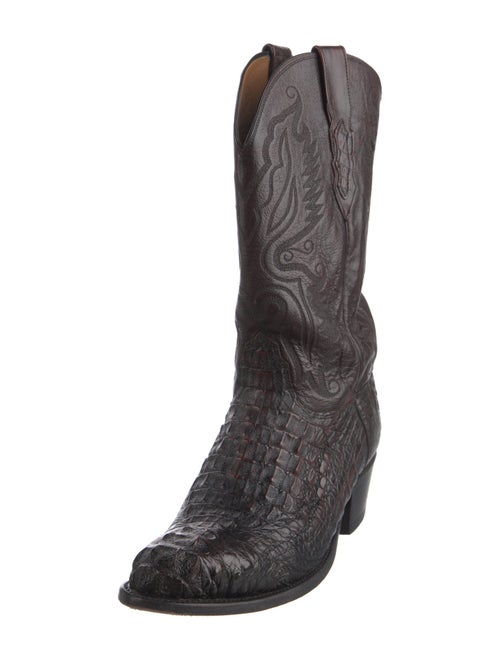 Lucchese Crocodile Embroidered Accent Western Boots