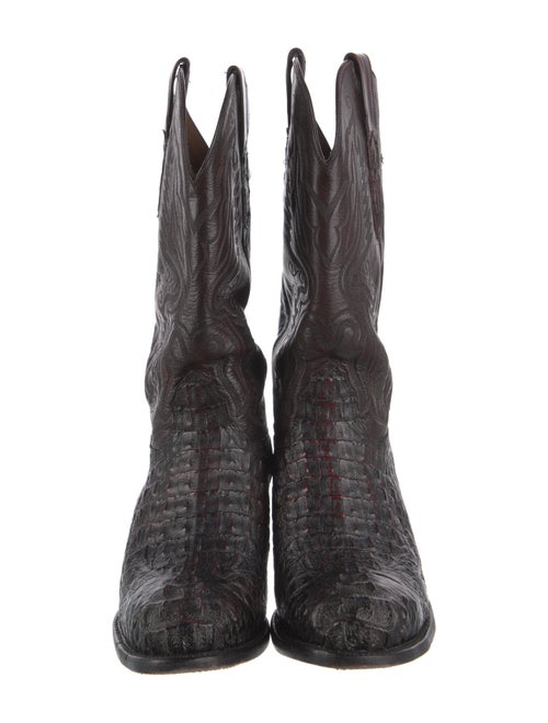 Lucchese Crocodile Embroidered Accent Western Boots