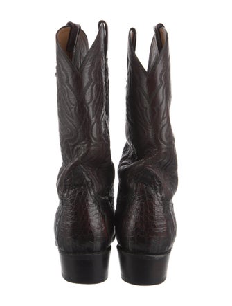 Lucchese Crocodile Embroidered Accent Western Boots