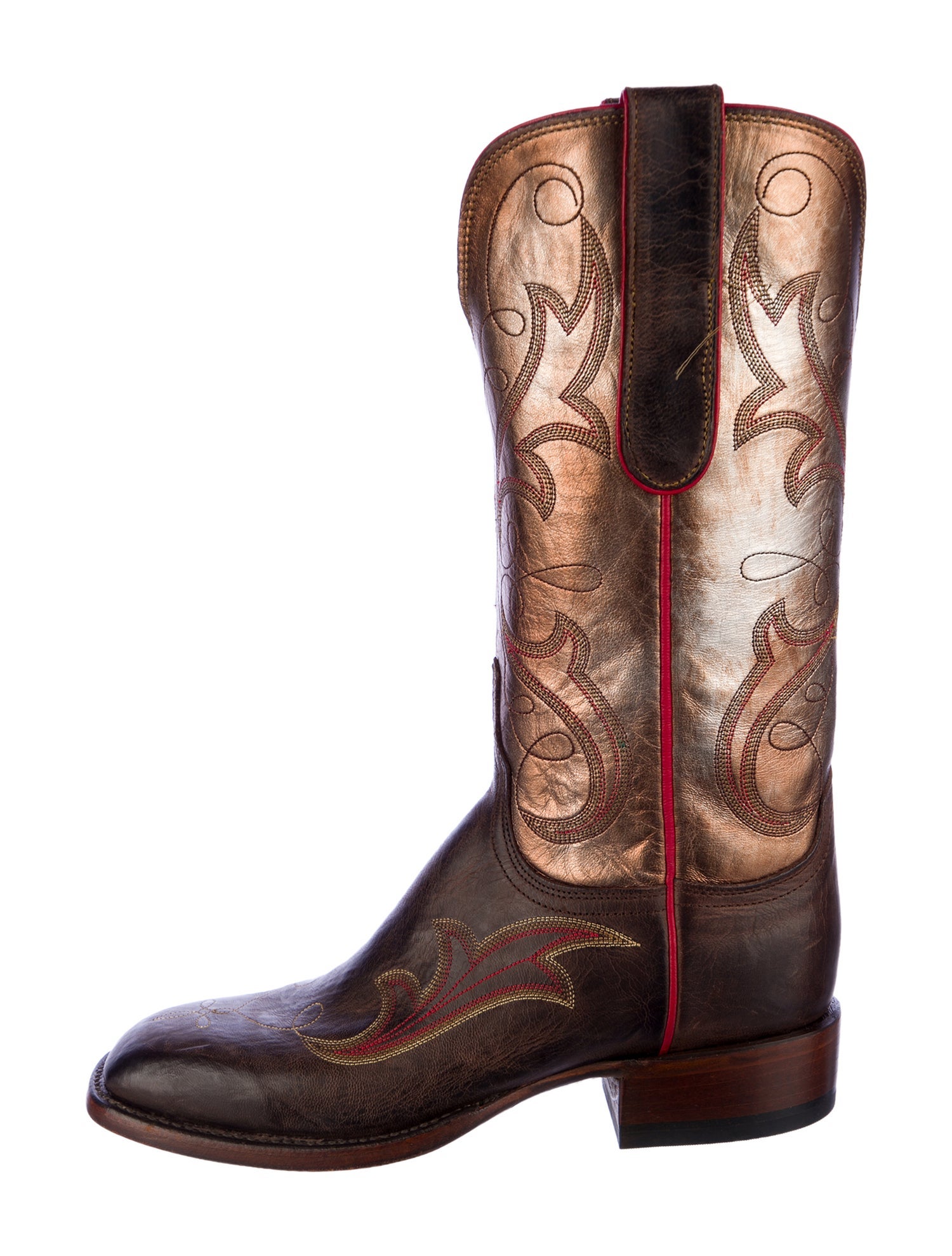 Lucchese Leather Patterned Western Boots w/ Tags