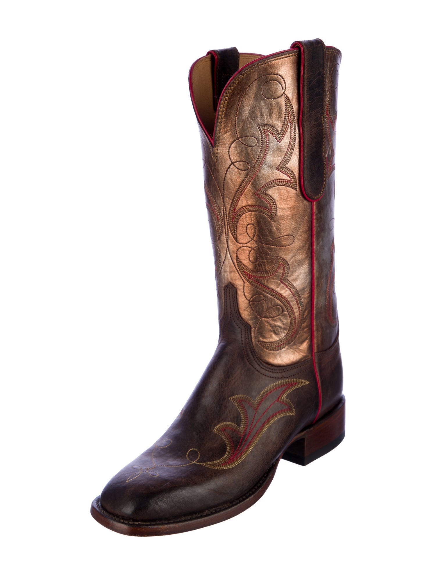 Lucchese Leather Patterned Western Boots w/ Tags