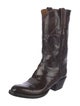 Lucchese Leather Embroidered Accent Western Boots