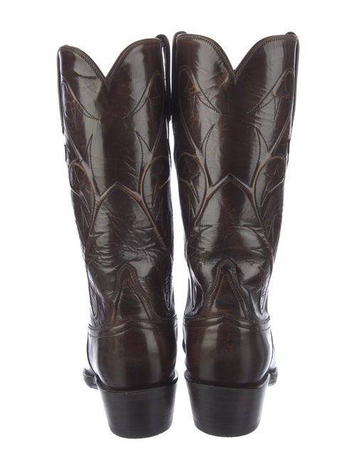 Lucchese Leather Embroidered Accent Western Boots