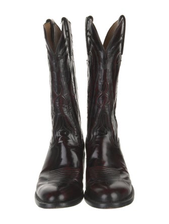 Lucchese Leather Embroidered Accent Western Boots