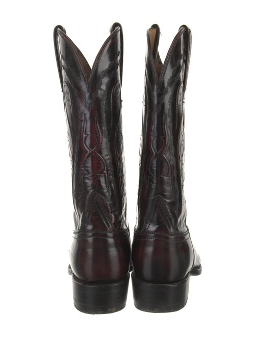 Lucchese Leather Embroidered Accent Western Boots