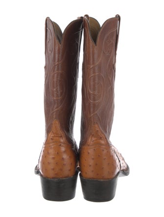 Lucchese Leather Colorblock Pattern Western Boots