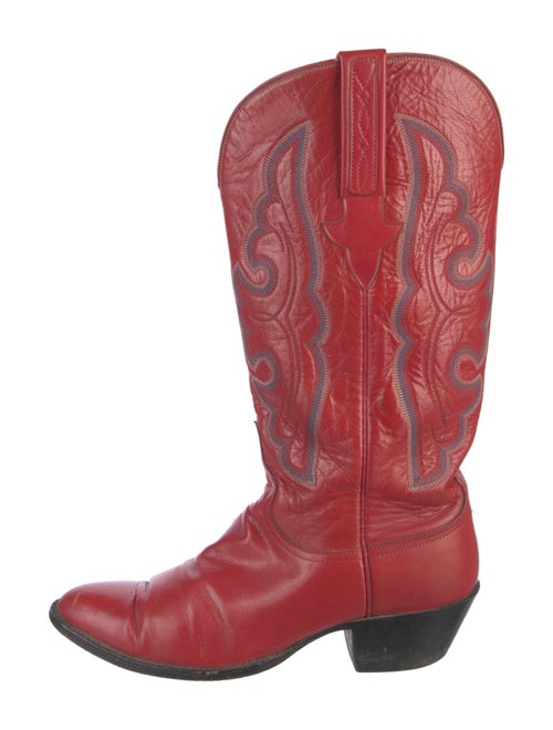 Lucchese Leather Embroidered Accent Western Boots