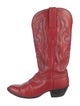 Lucchese Leather Embroidered Accent Western Boots