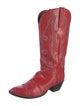 Lucchese Leather Embroidered Accent Western Boots