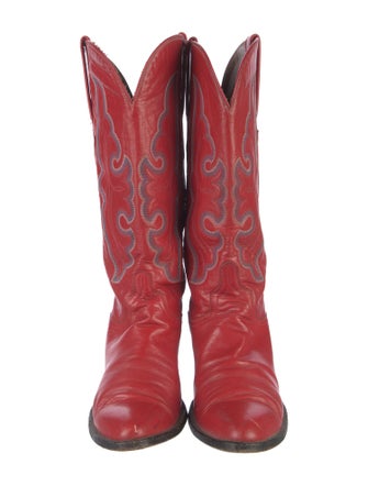 Lucchese Leather Embroidered Accent Western Boots