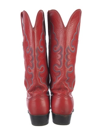 Lucchese Leather Embroidered Accent Western Boots