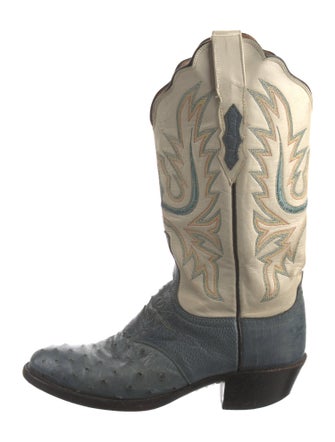Lucchese Embossed Leather Colorblock Pattern Western Boots