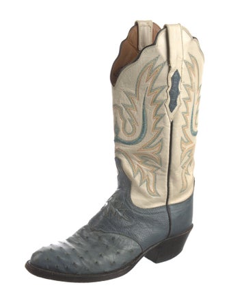 Lucchese Embossed Leather Colorblock Pattern Western Boots