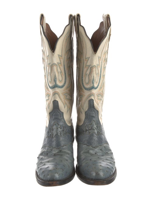 Lucchese Embossed Leather Colorblock Pattern Western Boots