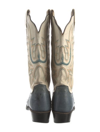 Lucchese Embossed Leather Colorblock Pattern Western Boots